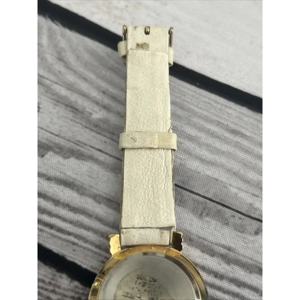 Vienna Gold Tone White Band Women’s Quartz Watch